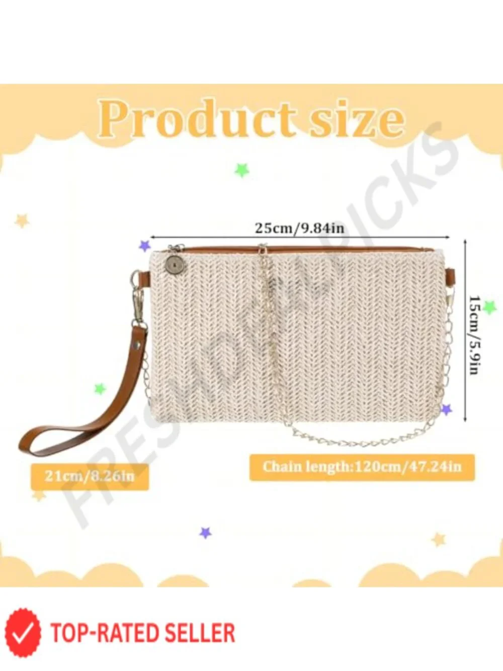 Hand-Woven Straw Clutch Wristlet Bag for Women Bohemian Travel Beach Purse